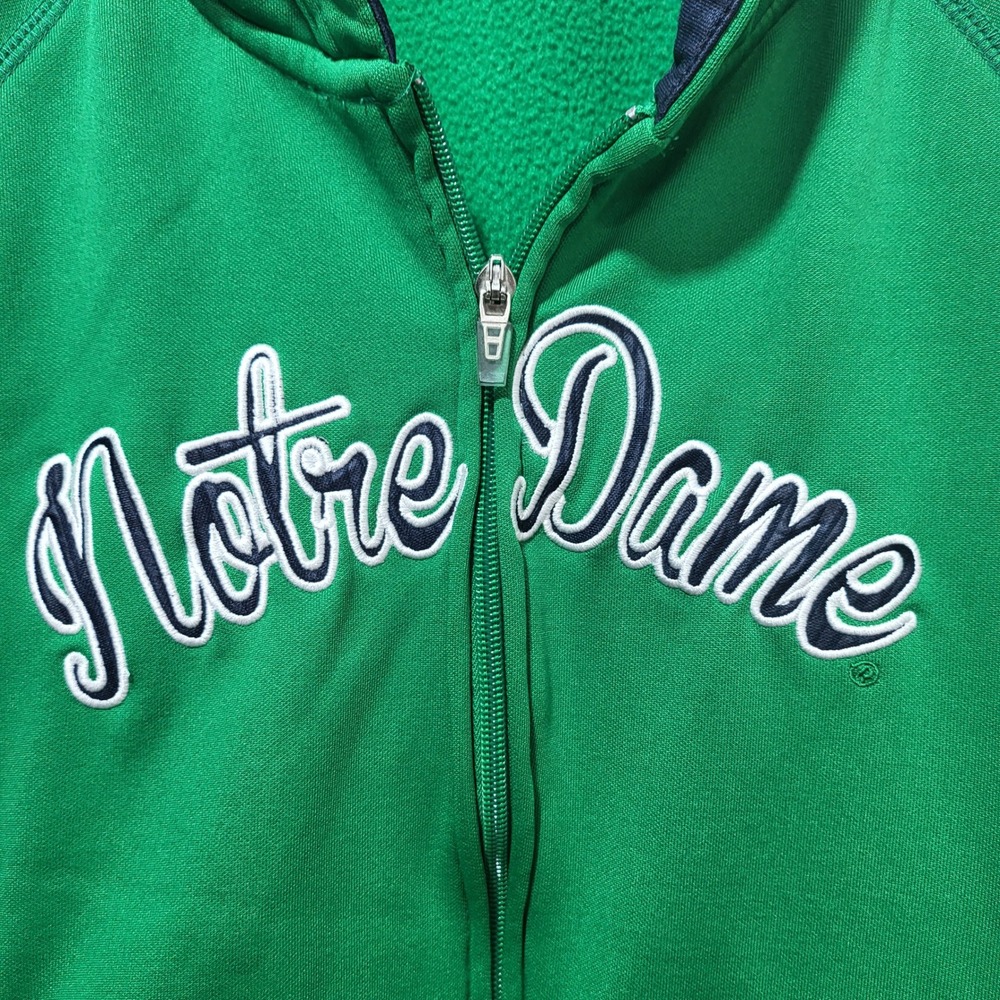 Colosseum Notre Dame Fighting Irish Green Full Zip Hoodie Jacket Fleece Lined M - Picture 3 of 7